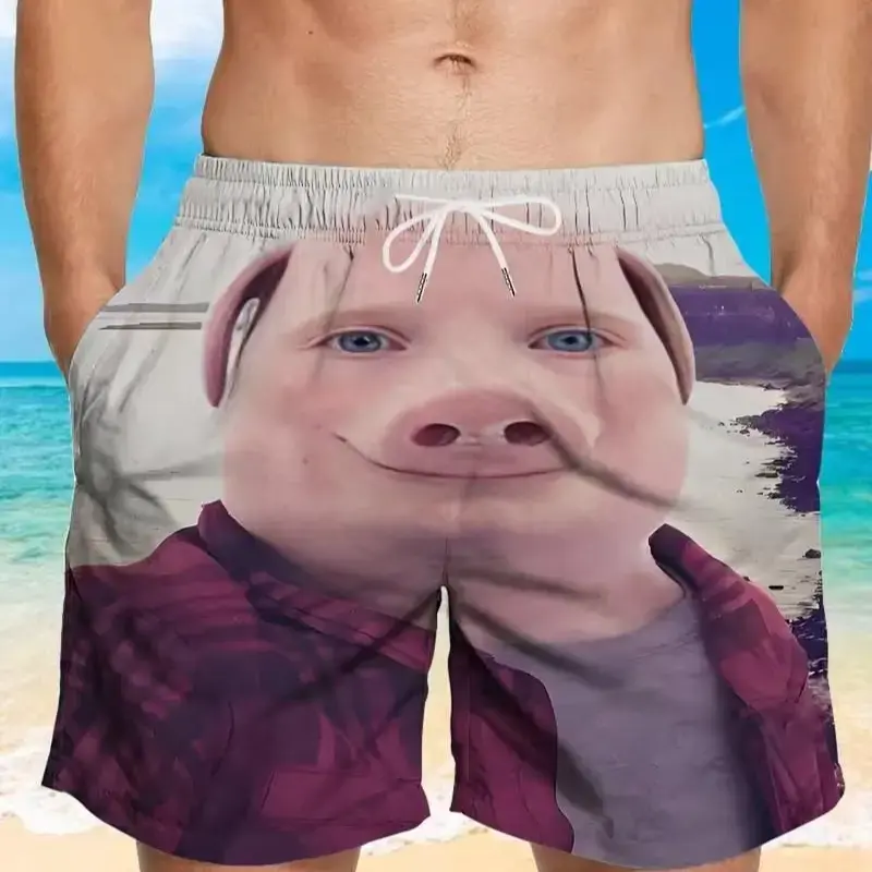 Men's Quick-Dry Printed Beach Swim Trunks, Cool Fashion Style with Pockets and Drawstring, Shorts, Swimsuits, Printed Pattern