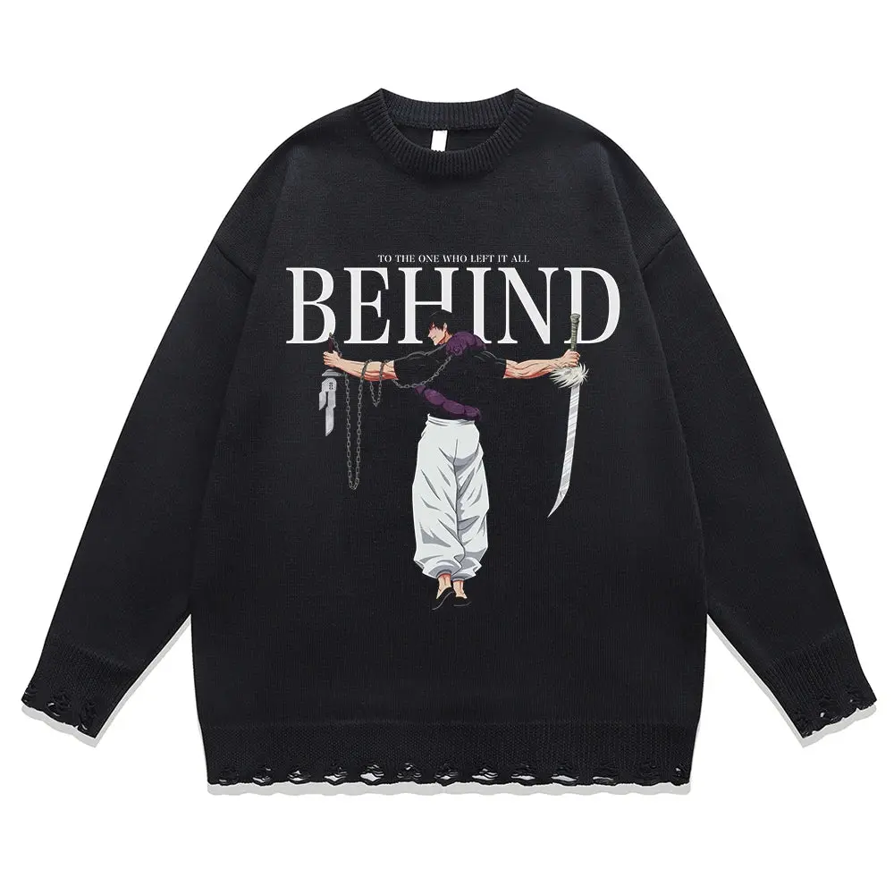 LEFT IT BEHIND RIPPED KNITTED SWEATER