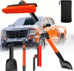 DMJN [2026 Extendable Car Snow Brush and Ice Scraper [] Snow, Ice and Frost, 45''Length with 360° Rotating Brush Head, Suitable for All Cars-Medium