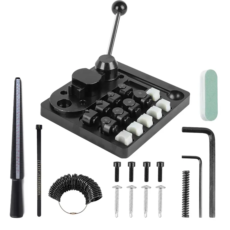 Stainless Steel Ring Bender Machine for DIY Jewelry Making, Beginner-Friendly Heavy-Duty Complete Kit with Nylon Dies, Bends Wire/Sheet Metal, Wedding Bands, Gold, Copper, Bends Wire And Sheet Metal