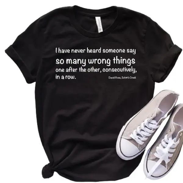 Women's Schitt's Creek Inspired David Rose Quote Classic Casual Short-Sleeve Spandex T-Shirt