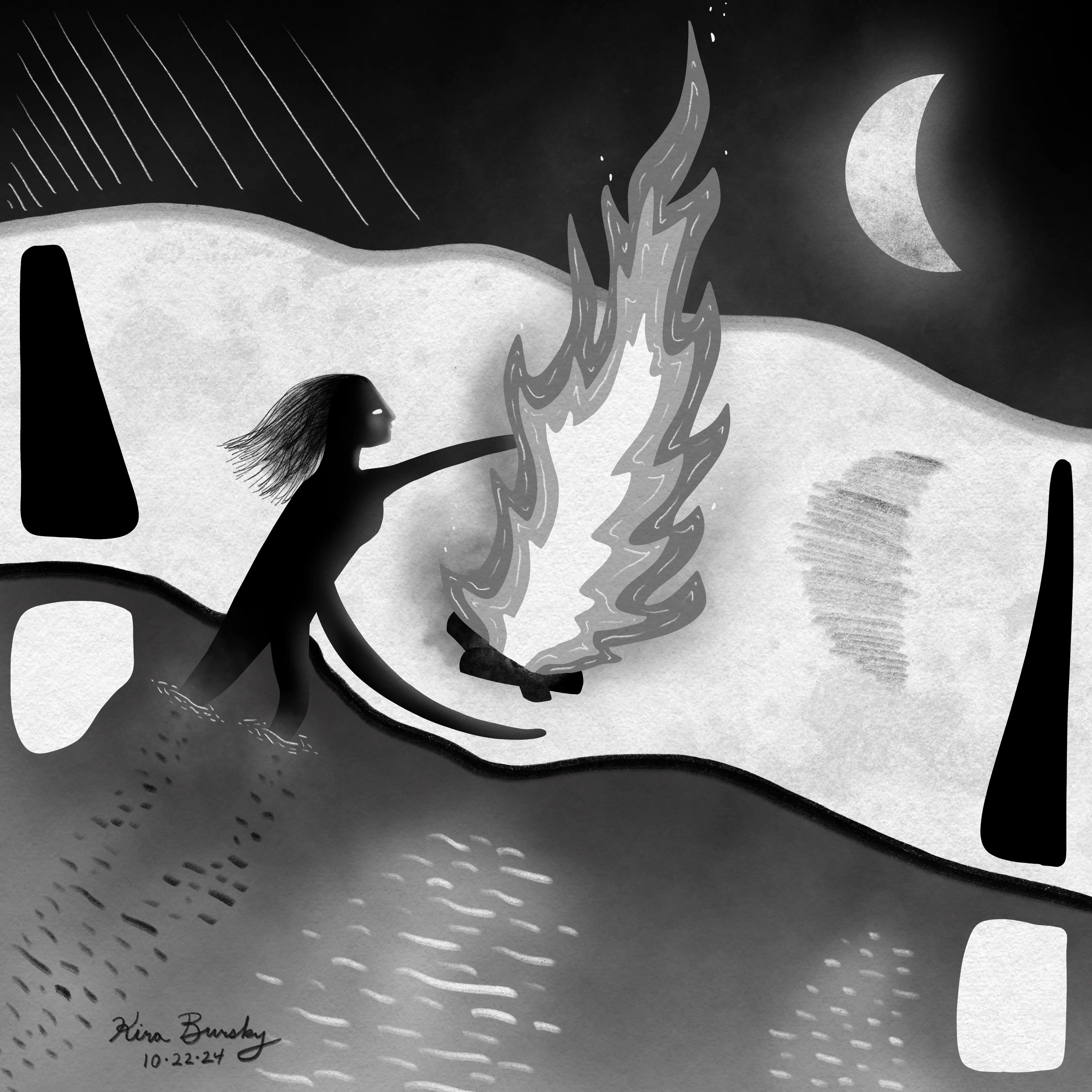 "Camping" - 12x12" Signed Art Print - High Quality Modern Wall Art