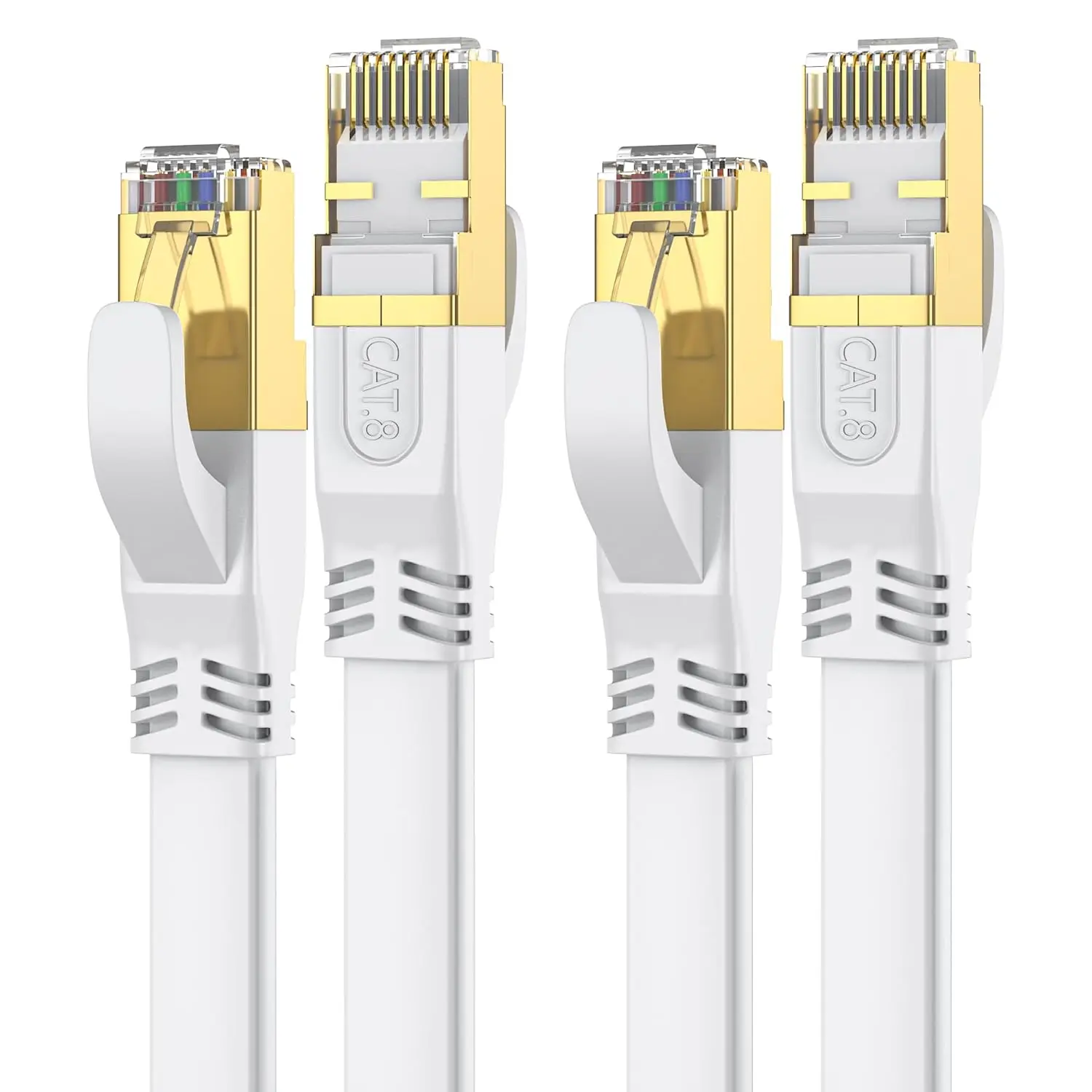 Cat 8 Ethernet Cable 6 FT 2Pack,&Indoor High Speed Duty Network LAN Internet Cable,Gold Plated RJ45 40Gbps 2000Mhz Patch Cord, for Modem//Gaming,Faster Than Cat7/Cat6/Cat5-White