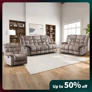 Ebello 37" Overstuffed Manual Massage Recliner Chair with Heat & Vibration - Wall Hugger Single Sofa with Cup Holders, Gray/Brown for Living Room & Bedroom