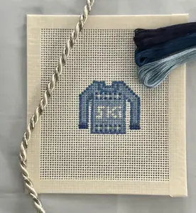 Ski Sweater Snow Hand Painted Needlepoint Canvas | Ornament Size