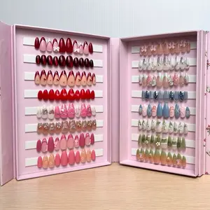 Press-On Nails Box Storage - Reusable Nails Box with Adhesive - Cute Pink Floral Organiser - CarollieBrand