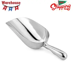 One-Piece Cast Aluminum Round Bottom Bar Ice Flour Utility Scoop, 24 -Ounce, Silver