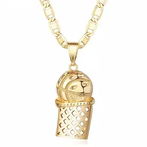 14K Gold Plated Necklace with Basketball Pendant - Stylish Chain & Unique Sports Charm Jewelry