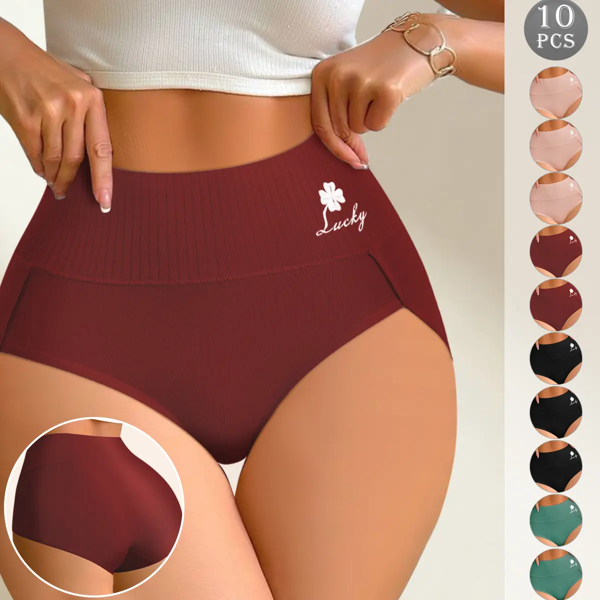 QUASTI 10 Pack High Waist Breathable Briefs, Made of High Stretch Breathable Fabric, Soft and Fitted for Yoga Work Sports - Comfortable Women's Briefs for Everyday Life