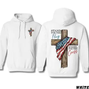 Faith Flag Hoodie – Patriotic Christian Cross Design Featuring American Flag and Bold Faith Quote, Perfect for Faithful Patriots, Church Goers and Country Lifestyle Fans, Unisex Hoodie