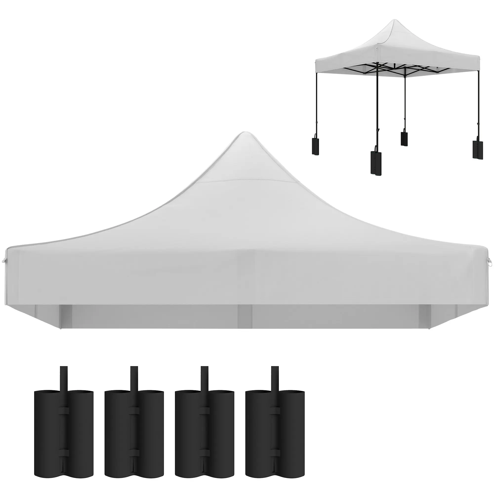 10'x10' Pop Up Canopy Tent Replacement Canopy Top - UPF 50+ UV Protection, Heavy Duty Waterproof Fabric, Reinforced Corners, 4 Weight Sand Bags Included for Beach, Farmers Market Outdoor Vendors, White