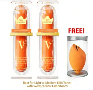 【VC】2pcs 5x Vitamin C Glow Tint Moisturizer   24H Hydration + Brightening + SPF Protection | ️ Anti-Aging + Lightweight Coverage，Clean beauty, multitasking moisturizer, SPF daily defense, vegan skincare, anti-aging cream Comfort Moisture