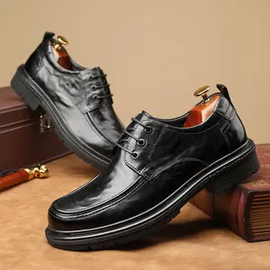 Men's thick-soled British-style work boots, business work men's shoes, banquet and wedding formal shoes