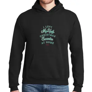 I left my Ugly Sweater at Home Adult Novelty Christmas 2023 Long Sleeve Super Soft Stringless Hood Unisex Ecosmart Hooded Sweatshirt