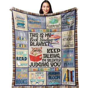 Book Lovers Gifts for Women for Readers, Librarian Book Club Bookworm Reading Literary Gift for Bookish Blanket 60x50in