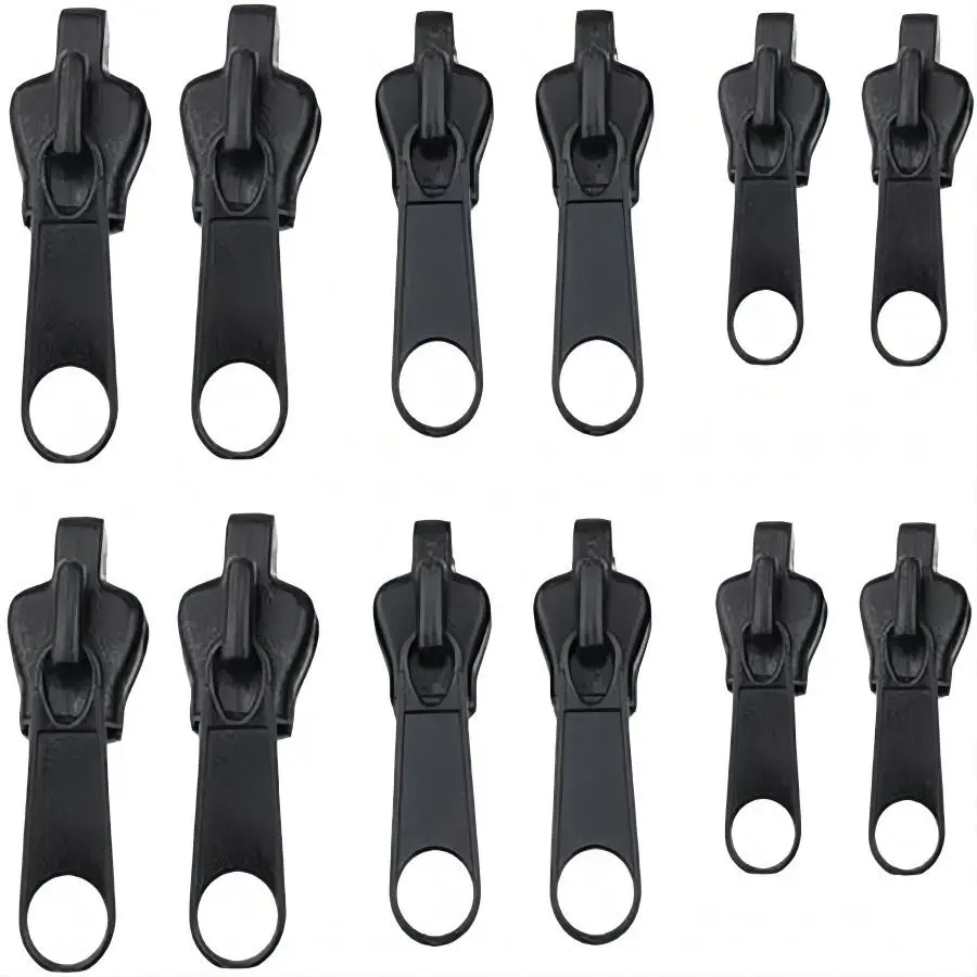 Zipper Slider Replacement, 12pcs/set Multi-size Universal Zipper Slider, DIY Sewing Fixing Zipper Clip, Sewing Accessories