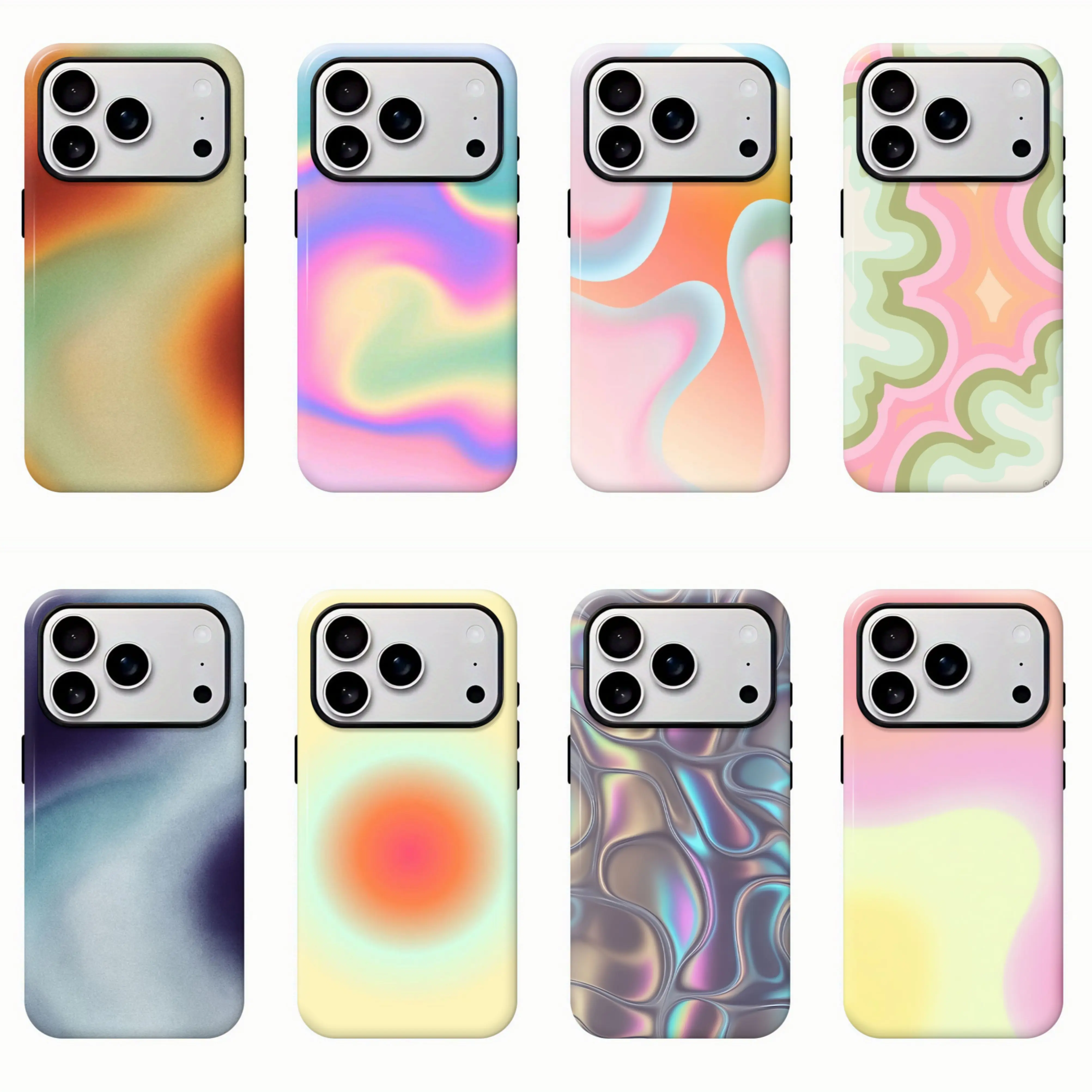 Compatible with Magsafe, Orange gradient stylish pattern protective case, sturdy and durable 2-in-1 case, compatible with iPhone 17/16/15/14/13/12/11 Pro Max/Plus/Pro, simple and stylish phone case.