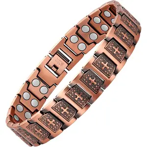 Feraco Copper Bracelet for Men, Magnetic Cross Bracelets for Men with 3500 Gauss Magnets, Mens Pure Copper Bracelet,Adjustable,Hypoallergenic Wellness