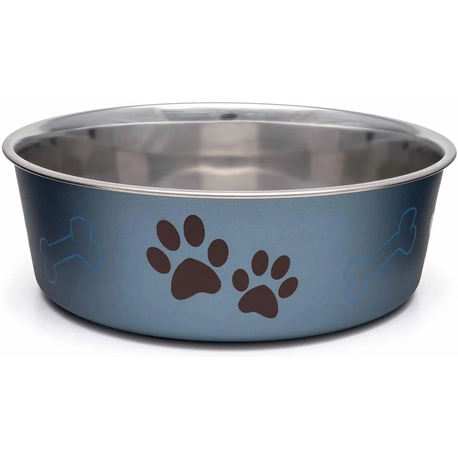 Dog Bowls- Stainless Steel Dog & Cat Bowls - Spill Proof Dog Food Bowl, Cat Bowl, Puppy Essentials & Pet Supplies Great for Home & Travel (Medium 20-35 lbs, Blueberry)