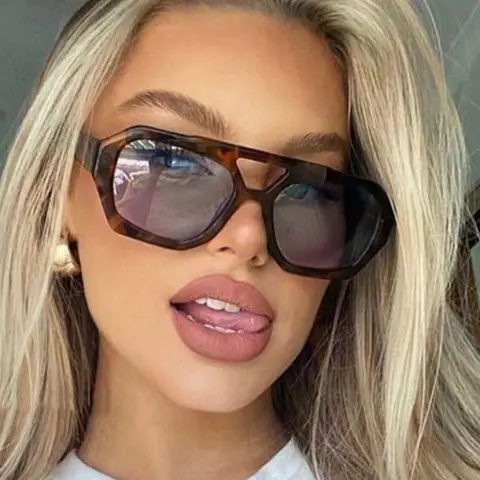 Retro Tinted Lenses Double Bridge Sunglasses for Everyday Use, Stylish Summer Geometric Frame Tortoiseshell Fashion Sunglasses for Women, Travel Accessory Suitable for Parties & Daily Use, Fashion Sunnies