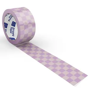 Checkered Pattern Shipping Tape - Lavender