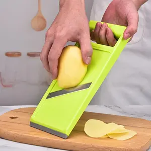 Kitchen Slicer Vegetable Cutter, Veggie Slicer Potato Slicer Waffle Fry Cutter Hot Swap for Vegetables Carrot Shredder Cucumber Slicer, Portable Hanging Vegetable Chopper