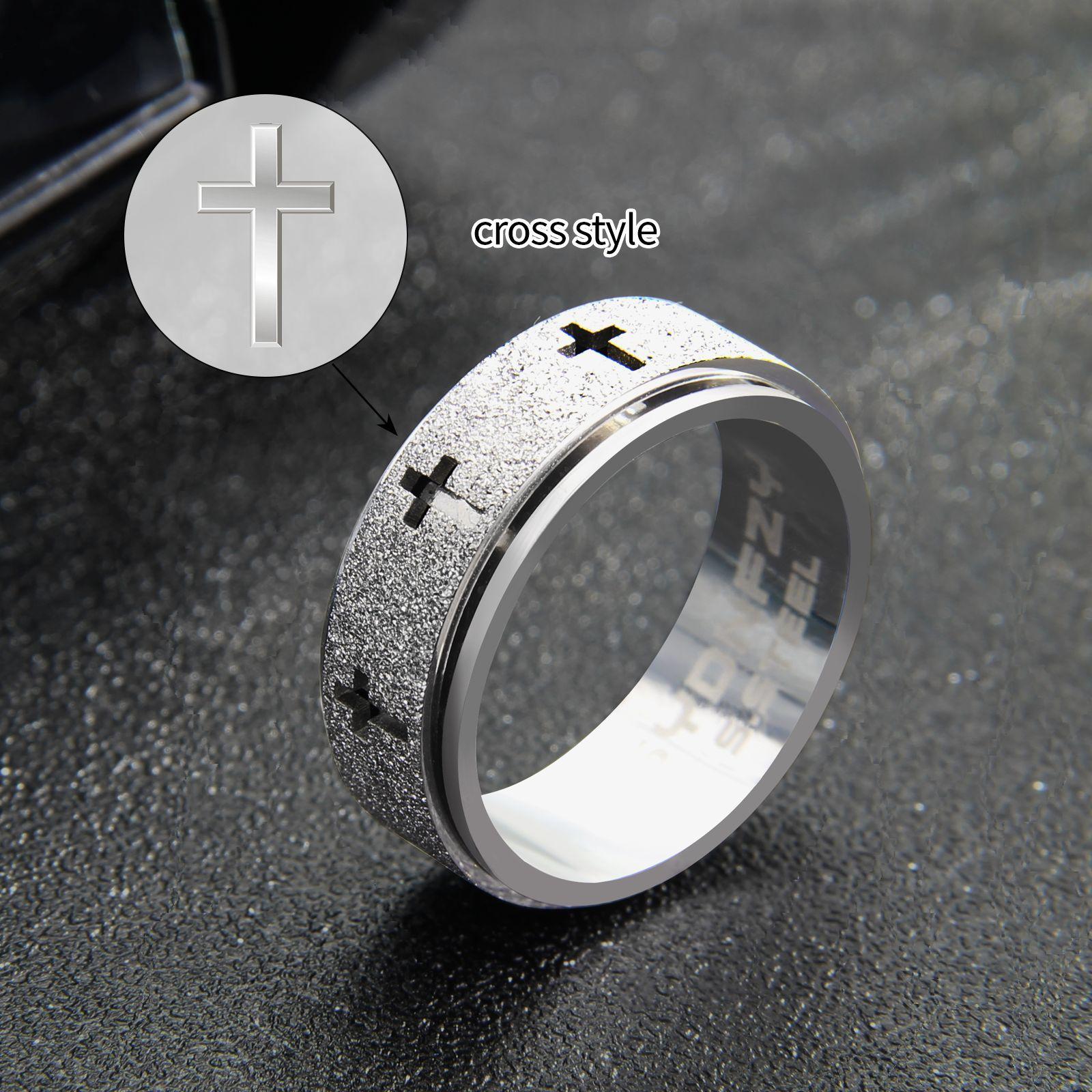 YEAHLOVE Vintage Cross Spinner Statement Ring | Retro Band for Everyday Wear, Anxiety Relief & Good Fortune