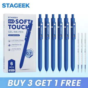 STAGEEK Blue Gel Pens 6Pcs Quick Dry Blue Ink Pens with 3 Extra Refills, Fine Point Retractable Smooth Writing Pens for Journaling, Office, Note Taking, School Supplies, Nurse Aesthetic, Kids Gifts & Office Supplies(Blue& Black Gray White & Morandi)