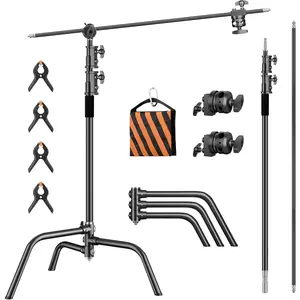 Heavy Duty C Stand 6.9ft/210cm with Holding Arm Sandbag Grip  Stainless Steel Photography Light Stand C-Stand Sturdy for Photography Studio Video Monolight Softbox  (Black)