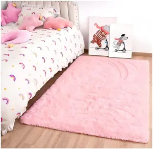 Noahas Fluffy Pink Rugs for Bedroom Girls,Door Mat Indoor Entrance,2x3 Shaggy Small Non-Slip Entryway Entry Area Rugs,Soft Plush Bedside Throw Kids Carpet Home Decor