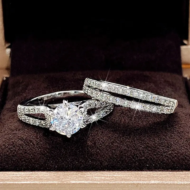 Women's Elegant Rhinestone, Fashion Accessories for Wedding Party, 2024 New Trend Jewelry for Daily Decor, Aesthetic Gift for Women, Bridal Ring Sets, Elegant Fashion Rings
