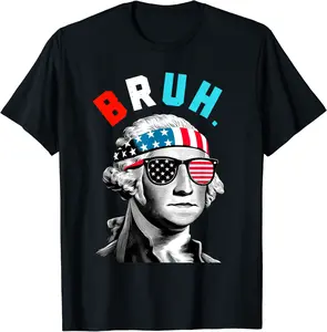 4th of July 2024 George Washington Bruh. T-Shirt - Nallelycor Shop 67B0D4MPBR1Q