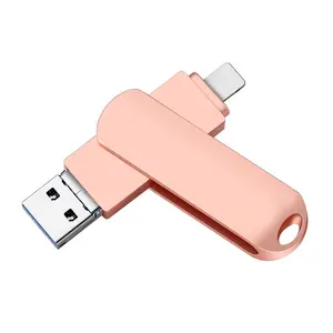 Flash Pen Drive, USB 3.0 High Speed Memory Storage, 3 in 1 OTG Flash Drive with Type-C Adapter for Android Phones, Tablet, MAC, Laptop and More Devices, USB Flash Drives