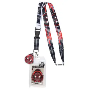 Marvel Spider-Man Miles Morales ID Lanyard Badge Holder With Rubber Charm Pendant And Collectible Sticker
