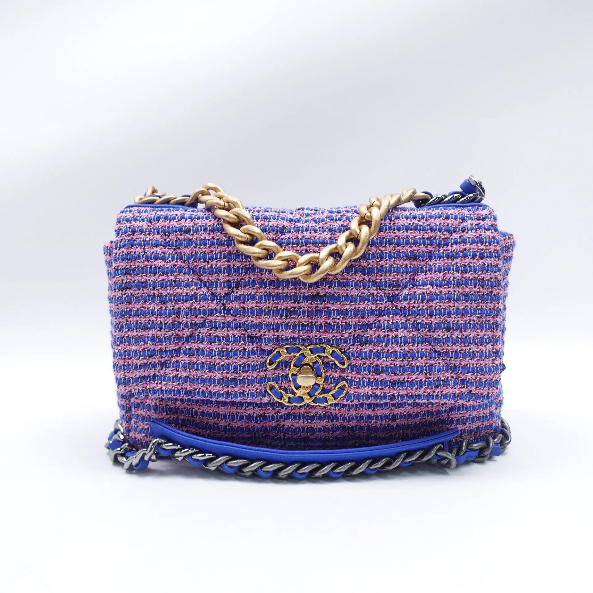 Pre-owned CHANEL tweed textile Chain Shoulder Bag Purple Tweed T10429123