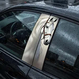 Animal White Horse Car B-Pillar Sticker High-Quality Vinyl Decal for Vehicle Decoration Easy Application No Residue Versatile Use