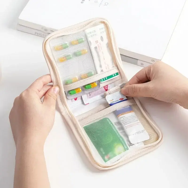 Mini Medical Kit Portable Foldable Large Opening Zipper First Aid Set Outdoor Travel Essential Storage Bag, Emergency Supplies Organizer, Emergency Survival Kit, Emergency Gear, Emergency Home Supplies