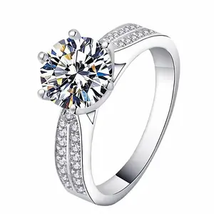 Double Pavé Moissanite Engagement Ring – Round Cut | 925 Sterling Silver