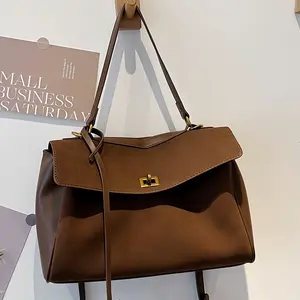 Vintage Handbag, Business Commute Flap Shoulder Bag, New Matte Leather Tote, Unisex Large Crossbody Bag, Stylish and Versatile