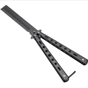 Stainless Steel Folding Point Comb for Beginners, Butterfly Comb Trimmer and Beard Comb, Ideal No Heat Styling Tool for Birthdays & Valentine's Day