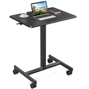 Mobile Rolling Standing Desk - Overbed Table, Teacher Podium with Wheels, Adjustable Work Table, Rolling Desk Laptop Computer Cart for Home, Office, Classroom