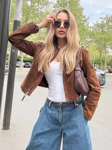 Women's Soft Fitted Jacket, Spring & Fall New Zipper Windbreaker, Long Sleeve, Pocket Design, Pilot Style, Casual Fashion Outerwear Coats, Lady, Womenswear