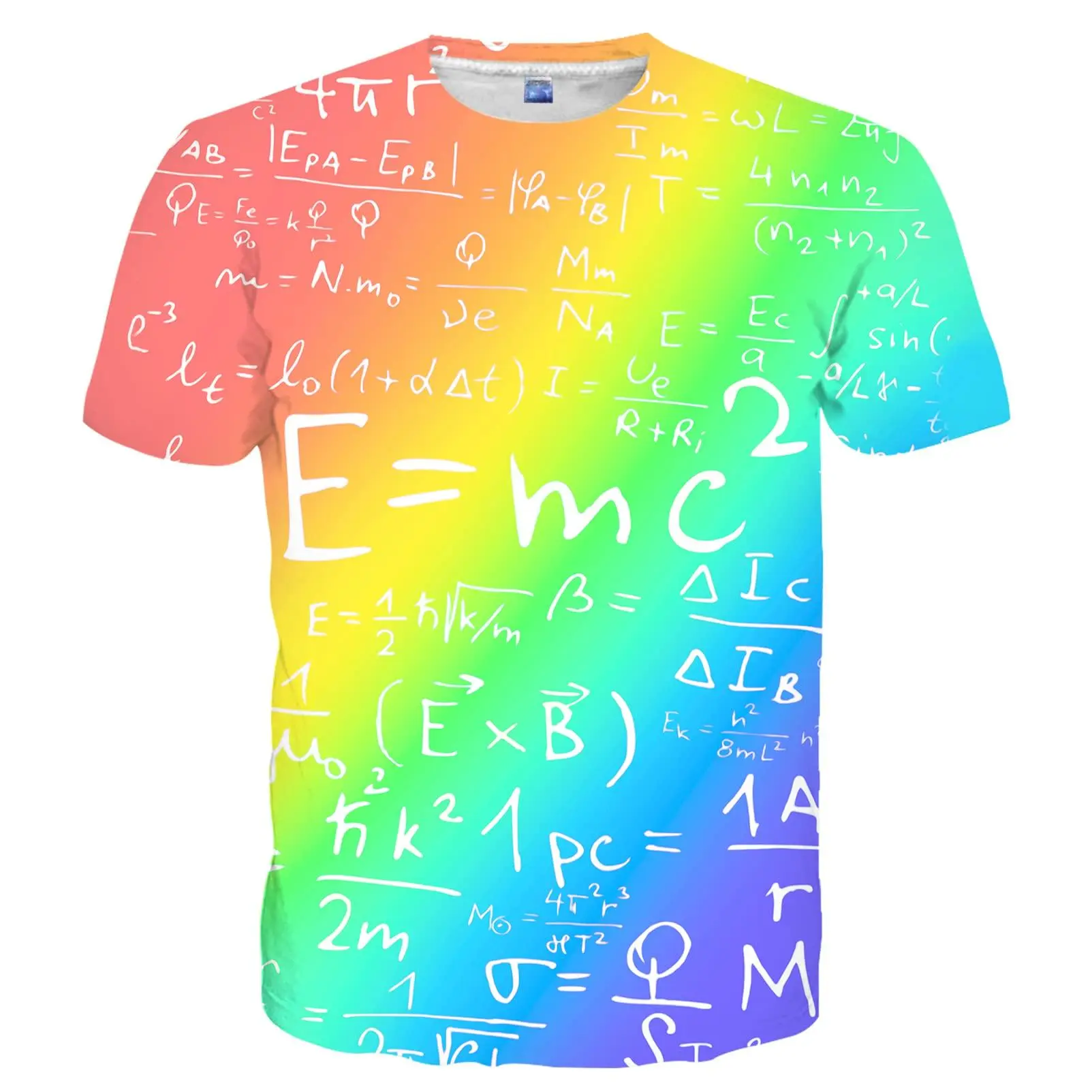 Unisex Rainbow Physics Math Formula T-Shirt, E=mc² Science Enthusiast Tee for Back to School, STEM Events, Casual Daily Wear