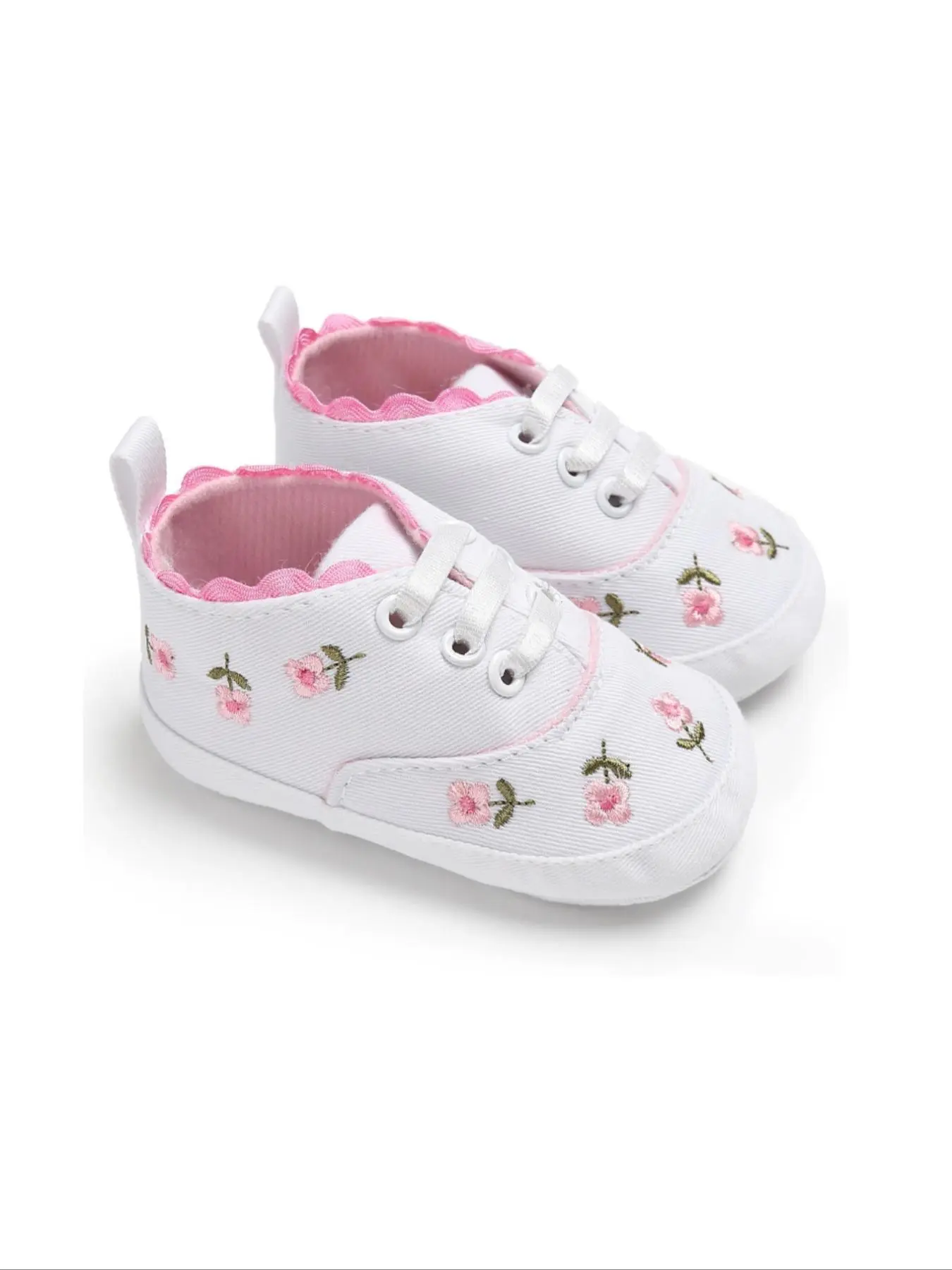 Baby Girl's Ditsy Floral Print Lace Up Sneakers, Casual Comfortable Soft Sole Walking Shoes for Infant Toddler, Newborn Baby Girls Shoes, Baby Sprinkle Shoes, Newborn Crib Shoes