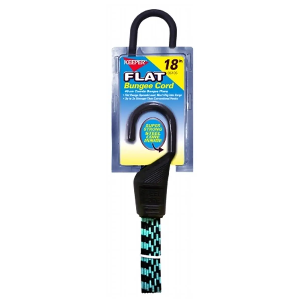 212 MAIN Hampton Keeper 18-in Flat Bungee Cord, Heavy-Duty Fastener with Nylon Sheath & Steel Core for Tools & Hardware Applications