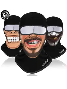 Musion Skull Print Full Face Cycling Balaclava Hat, Windproof Sun Protection, Fun Outdoor Riding Mask, Punk Style, All Seasons, Outdoor Sports Mask