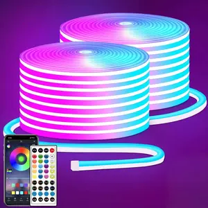 RGBIC Smart LED Light Strip, USB-Powered Neon Room Decor with Bluetooth APP, Remote Control, Music Sync & Dimmable Ambient Lighting, Colorful Theme Decorative Lights for Bedroom (Back to School Supplies)