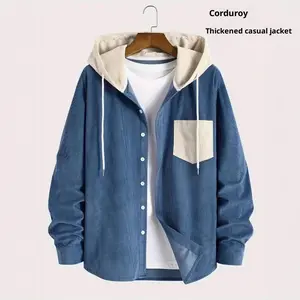 Striped Cardigan Shirt Men's Button Corduroy Jacket