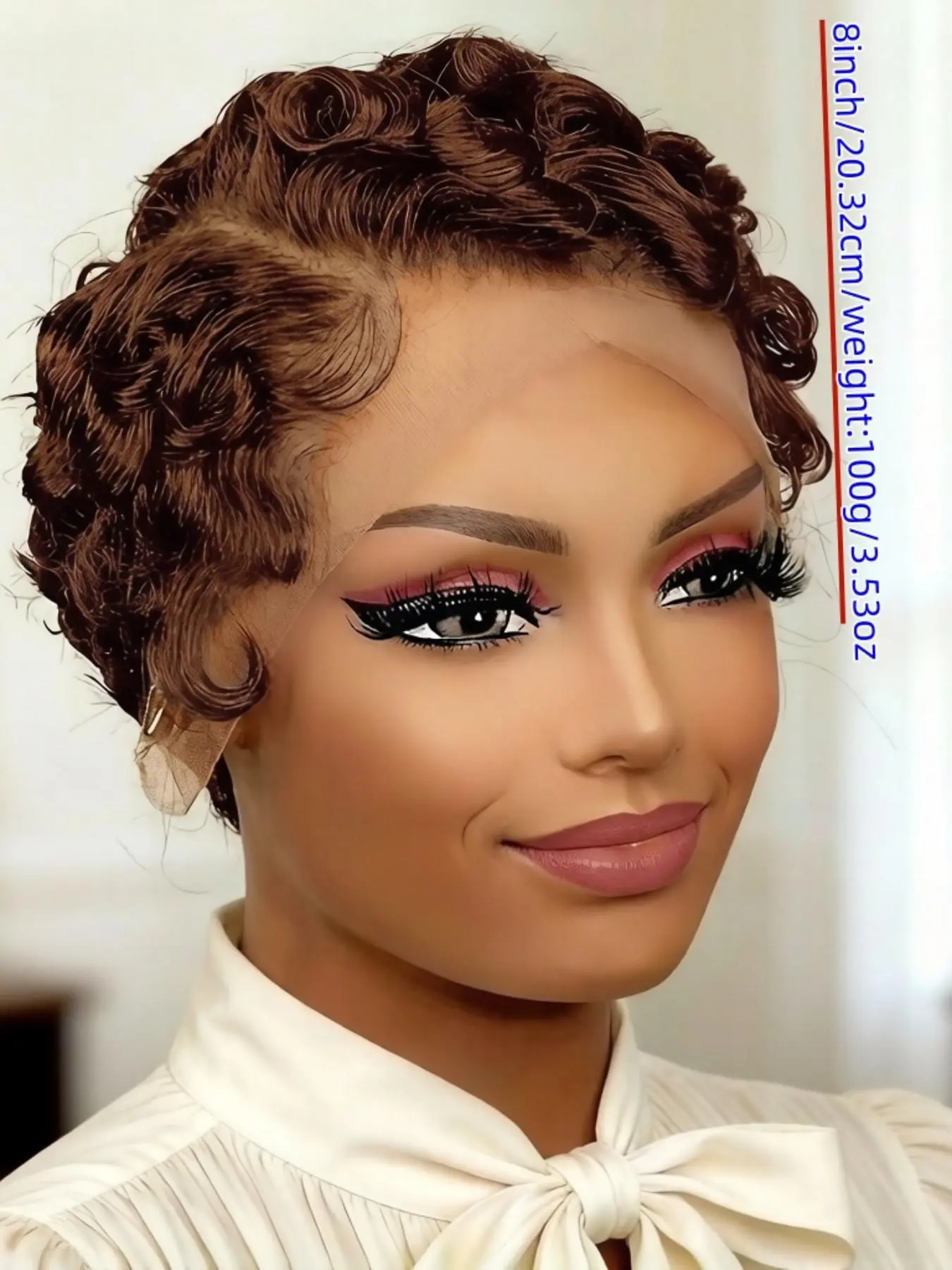 13X4 Lace Front Finger Wave Pixie Human Hair Wig Short Pre 