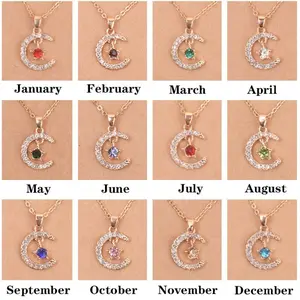 Birthstone Month Necklace New December Star Pendant Paper Card Necklace Women's Mother's Day Gift